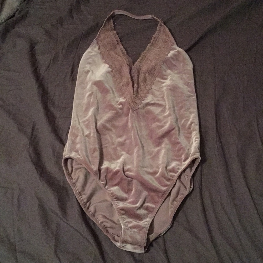 Velvet low cut bodysuit